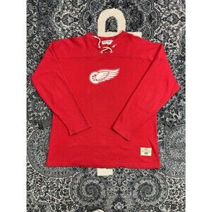 Vintage Ebbets Field Flannel Detriot Red wings Hockey Jersey Size XL Red